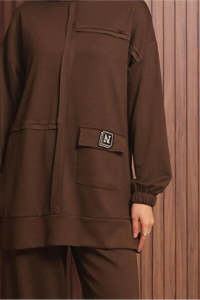 TRENDTESETTÜR Women's Brown (Bitter Brown) Hooded Pants Suit t 3017