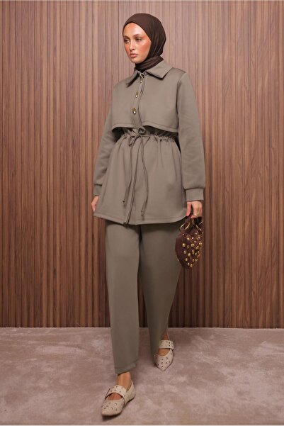 TRENDTESETTÜR Women's Brown (Soil) Pants with Scuba Knitted Suit t 5235