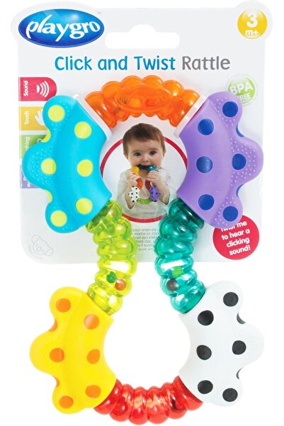 Playgro Click & Twist Rattle – Engaging Rattle Baby Toy for Development and Sensory Play, 0+ Month
