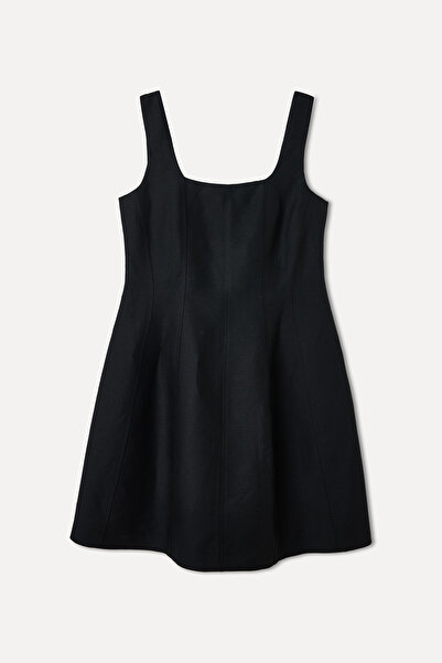 Mudo Linen Mixed Square Neck Mini Dress