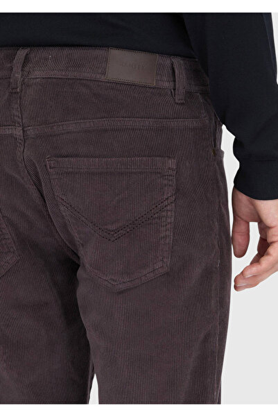 Ramsey Plum Plain Weave Slim Fit Velvet Casual Cotton Blend Pants