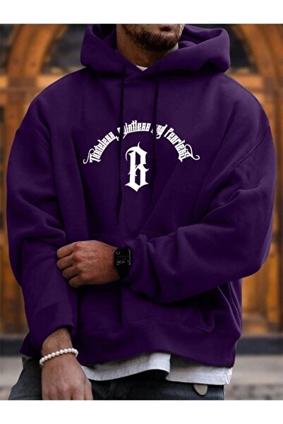 RASCHA Φούτερ Unisex Purple Fealress με στάμπα με κουκούλα oversize