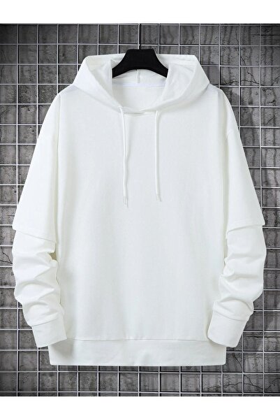ORLONTEX Φούτερ με κουκούλα Unisex Λευκό Oversize