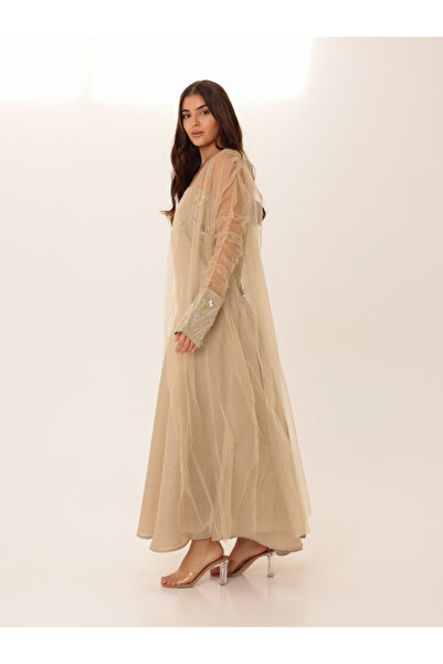 IKKXA Elegant 2 Piece Outfit Luxury Sheer Sleeves Sequins Details