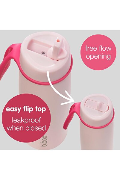 b.box Triple Insulated 23oz Water Bottle with Stainless Steel Straw - Pink Paradise