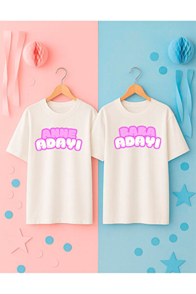 SVART WEAR Mom Dad Printed Printed 2-Piece T-Shirt Gender Party Gender Party Mom Dad Couple Oversized T-Shirt