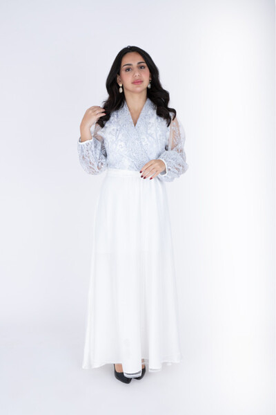 IKKXA Chiffon Layered Dress Applique Design