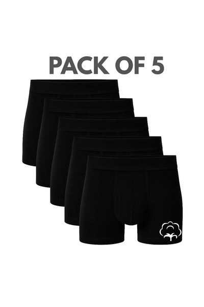 Indusrobe Men's Cotton Boxer Briefs - Soft, Breathable, Stretchable, Mid Rise, 5-Pack (Black & White
