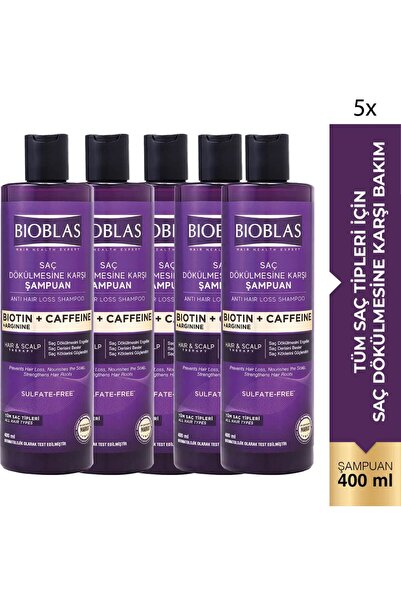 Bioblas Kafein Arjinin Biotin Saç Dökülmesi Karşıtı Şampuan 400 Ml 5 Adet