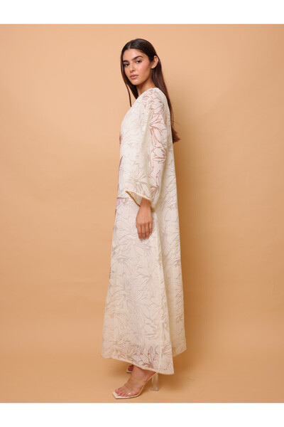 IKKXA Elegant Sequin Floral Applique Jalabiya