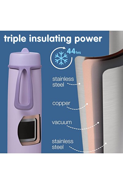 b.box Triple Insulated 23oz Water Bottle w/ Stainless Steel Straw (Lilac Love)