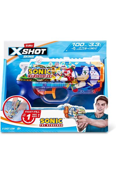 X-Shot Fast-Fill Nano Water Blaster - Sonic The Hedgehog Skin, 9m Range, 100ml Tank