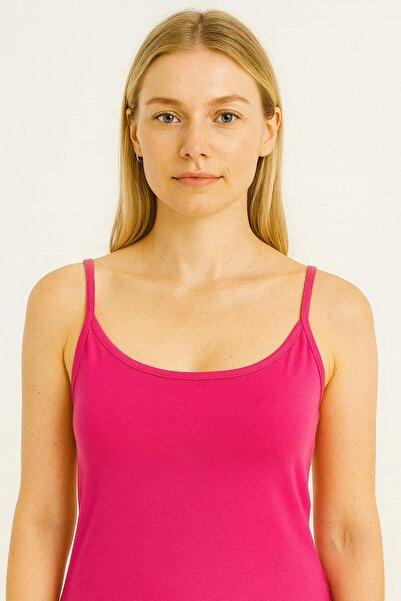 Jewia 434 Fuchia Strapped Lycra Cotton Tank Top