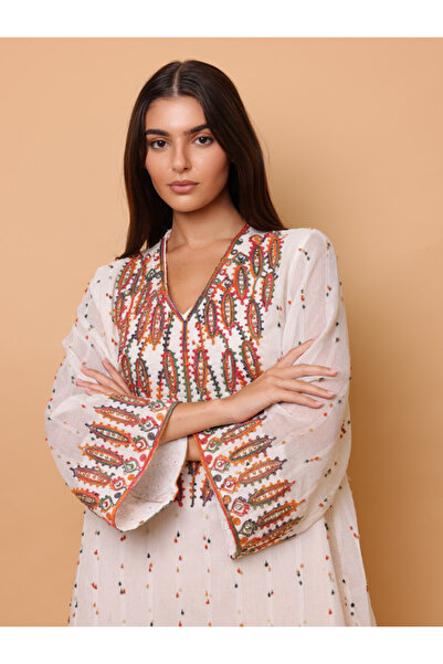 IKKXA Printed Colorful Embroidery Jalabiya