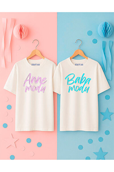 SVART WEAR Mom Dad Printed Printed 2-Piece T-Shirt Gender Party Gender Party Mom Dad Couple Oversized T-Shirt
