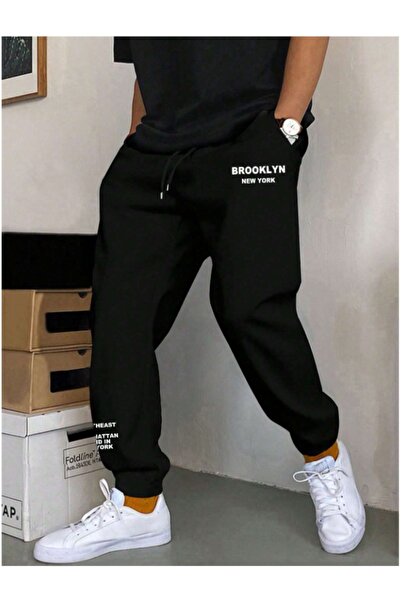 ORLONTEX Men's Black Brooklyn Printed Sweatpants