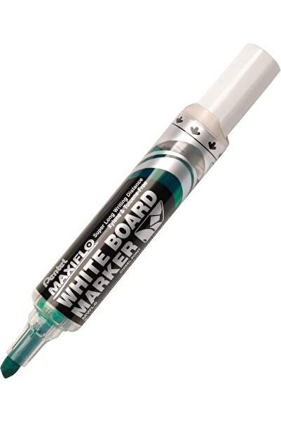 Pentel Maxiflo Whiteboard Marker Chisel Tip Broad, Green (Pack Of 12)