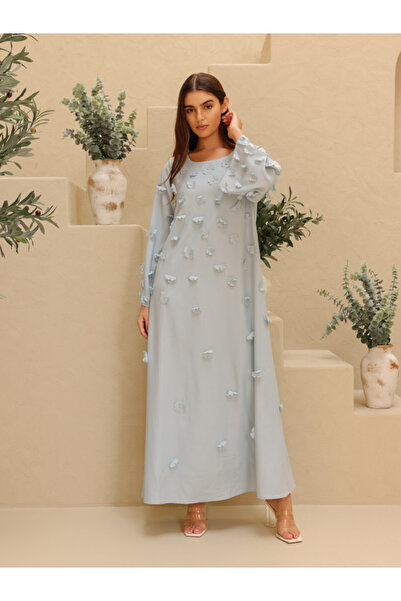 IKKXA Solid 3D Flowers Elegant Jalabiya