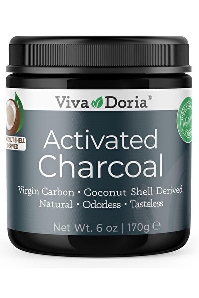 Viva Doria Virgin Activated Charcoal Powder, Coconut Shell Derived, Food Grade, 6 Oz