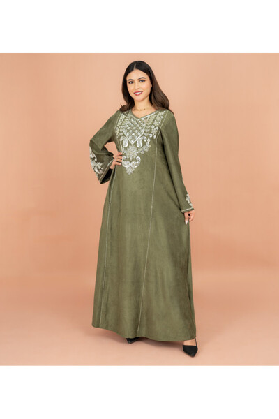 IKKXA جلابية بأكمام واسعة من القماش اللامع وتطريز فضي