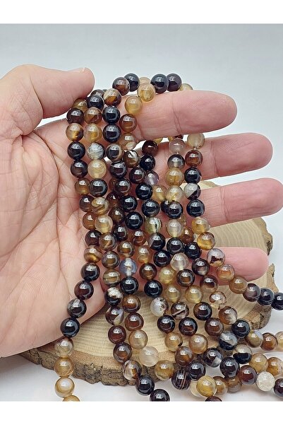 Yasamtohumu Snur de mărgele din piatră naturală de agat 8 mm – potrivit pentr...