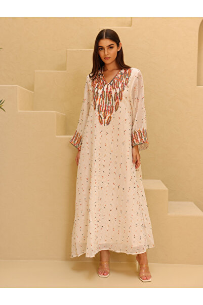 IKKXA Printed Colorful Embroidery Jalabiya