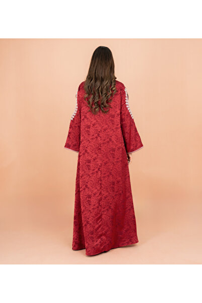 IKKXA Classic Printed Jalabiya Cold Shoulder Crystal Designs