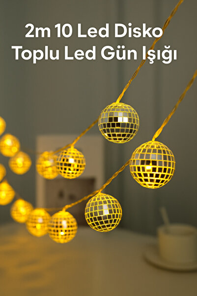 Yenilig 2 Metre 10 Led Disko Topu Işık - Gün Işığı, Dekoratif ve Pilli Parti ...
