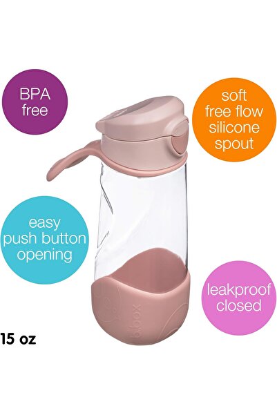 b.box 15 oz Sport Spout Bottle - Kids Spill-Proof Water Bottle, Tritan, 450 ml