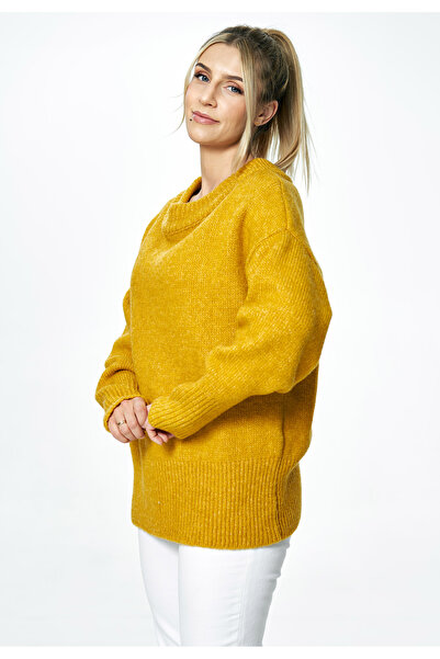 Figl Women's Oversized sweater, mustard, with boat neck, M882, one size fits all