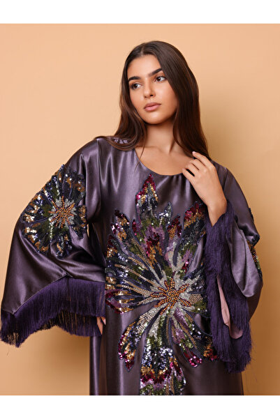 IKKXA Elegant Shimmer Fabric Big Flower Colorful Design Modern Sleeves