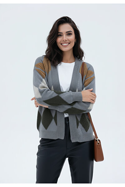 Figl Diamond sweater - Cardigan without closure - Gray sweater M1251 size M