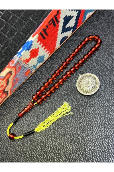 sitre Tasarım Sistemli Ateş Kehribar Tesbih