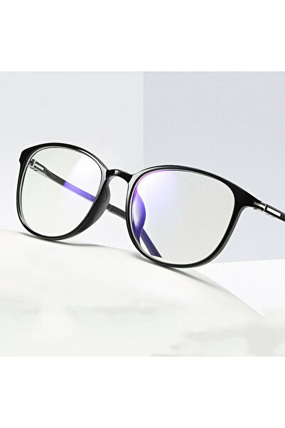 dalip Round Unisex Blue-Light Blocking Computer Glasses, Bright Black (F2822)