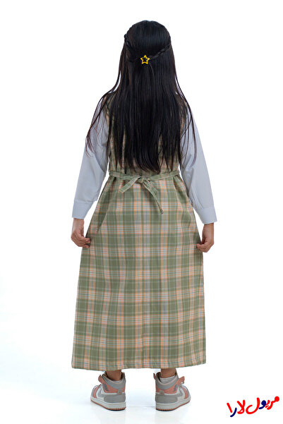 maryool lara Olive green checkered apron, four-button model (only one piece a...