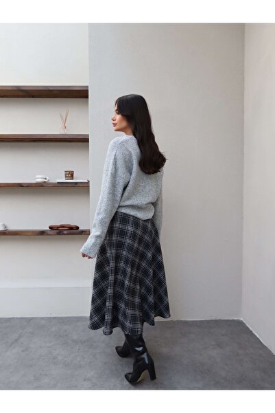 ESRAHELVACI Plaid Pattern Front Buttoned Skirt