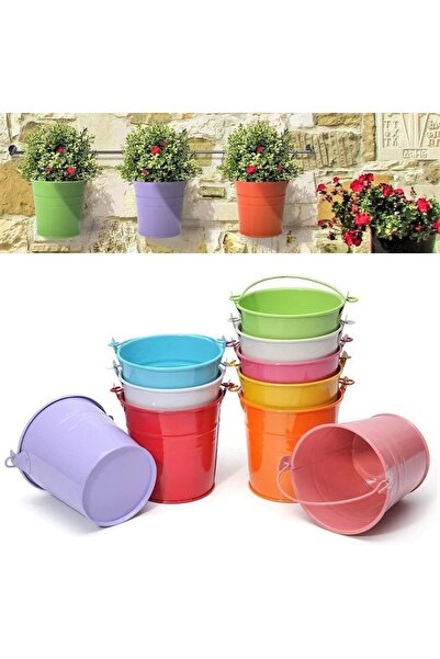 Türker Metal Orta Boy Saksılar & Dekoratif Kovalar – 3 Adet