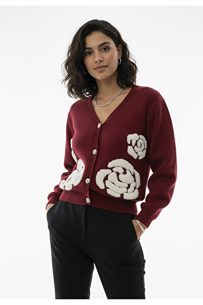 Figl 3D floral cardigan - Short cardigan sweater - Cherry cardigan M1275 size S