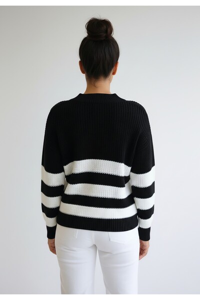 Figl Thick and warm sweater for women - Black and white sweater M1262 size S