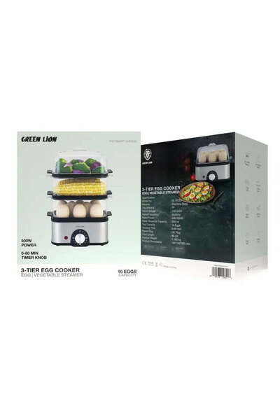 Green Lion 3-Tier Egg Cooker & Vegetable Steamer 500 W - Gray