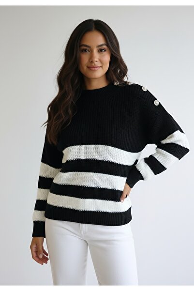 Figl Thick and warm sweater for women - Black and white sweater M1262 size M