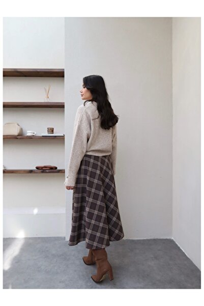 ESRAHELVACI Plaid Pattern Front Buttoned Skirt