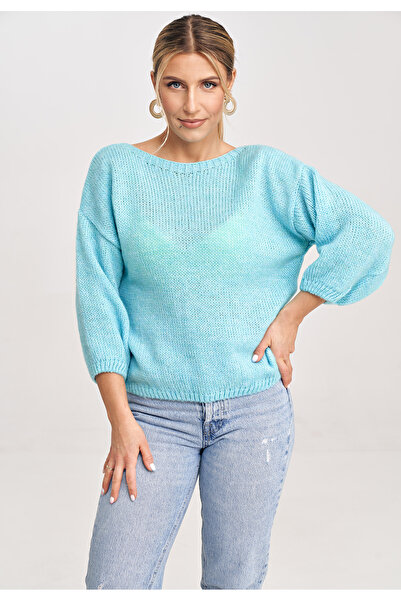 Figl Pulover de damă cu mâneci 3/4 Mentă M993 Mărime universală