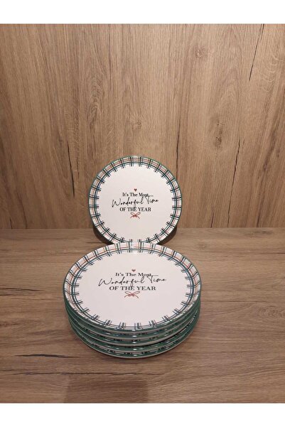 Keramika New Year Cake Plate 20 cm 6 Pieces Pine Tree / New Year / New Year's Eve / New Year Themed