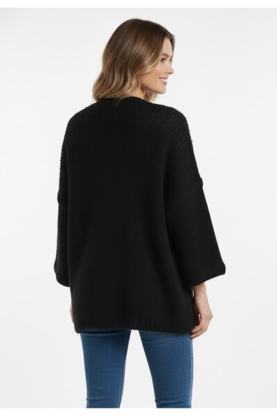 Figl Light and long cardigan for women - Black sweater cardigan M1264 size L