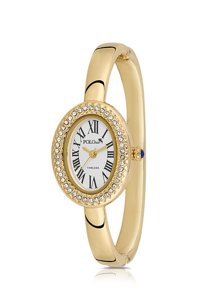 Polo Air ساعة يد نسائية فاخرة بعلبة بيضاوية من الحجر مع أرقام رومانية ولون ذه...