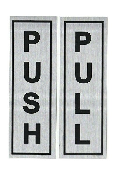 Arab Land Solutions Push & Pull Sign Stickers - Self Adhesive (Silver/Black)