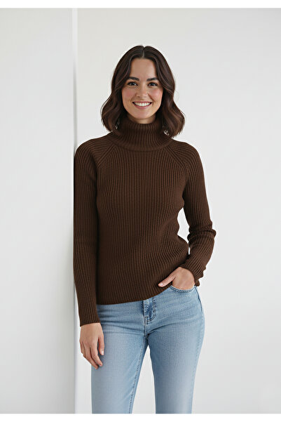 Figl Thick turtleneck sweater - Winter sweater - Women's brown sweater M1267 size S