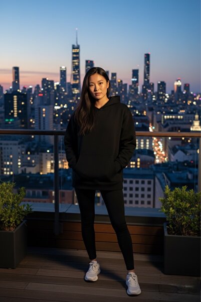 SVART WEAR Тайц-худі Комбінезон Жіночий Чорний Стягуючий легінси + Оверсайз худі Комплект