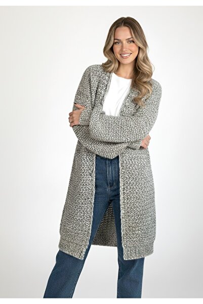 Figl Chunky knitted cardigan - Wrap cardigan - Gray sweater M1277 size M